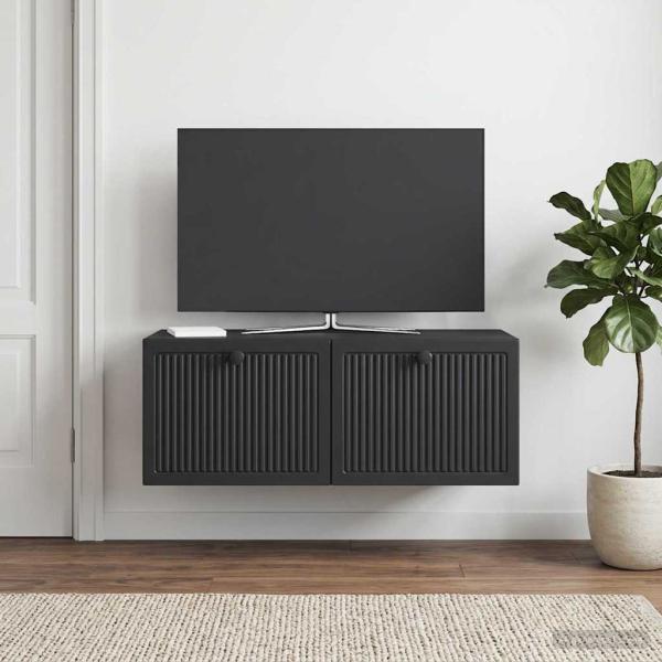 Wandmontierter TV-Schrank Schwarz 78,5 x 41 x 30 cm