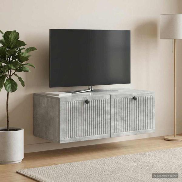 ARDEBO.de - Wandmontierter TV-Schrank Betongrau 78,5 x 41 x 30 cm