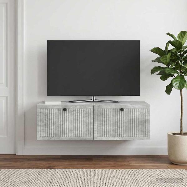 ARDEBO.de - Wandmontierter TV-Schrank Betongrau 98 x 41 x 30 cm