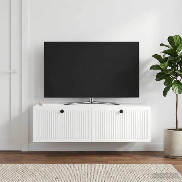 Wandmontierter TV-Schrank Hochglanz Weiß 98 x 41 x 30 cm