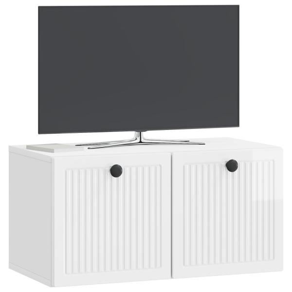 Wandmontierter TV-Schrank Hochglanz Weiß 59,5 x 31 x 30 cm
