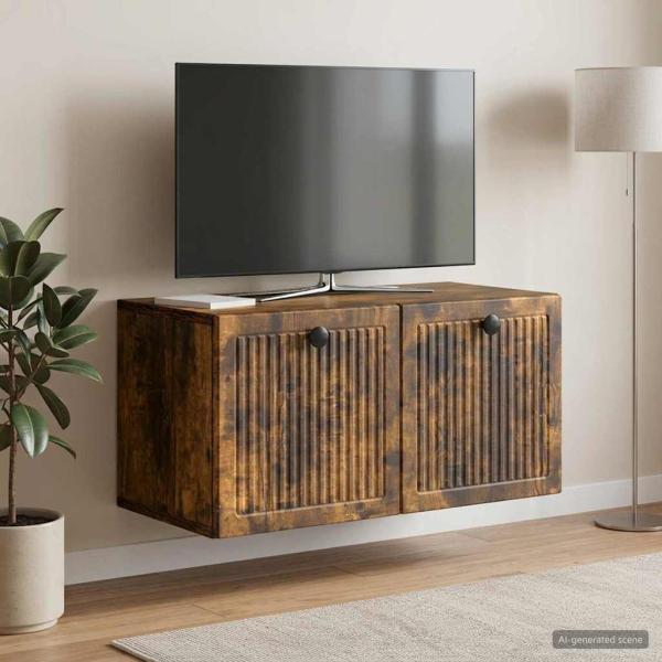 Wandmontierter TV-Schrank Geräucherte Eiche 59,5 x 31 x 30 cm