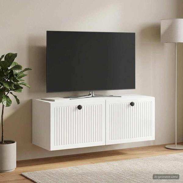 ARDEBO.de - Wandmontierter TV-Schrank Hochglanz Weiß 78,5 x 31 x 30 cm
