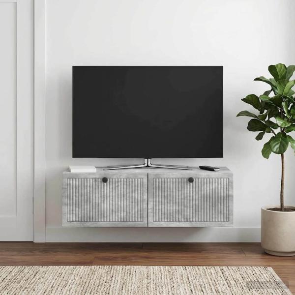 ARDEBO.de - Wandmontierter TV-Schrank Betongrau 98 x 31 x 30 cm