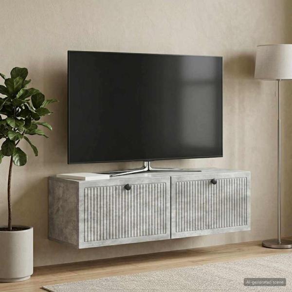Wandmontierter TV-Schrank Betongrau 98 x 31 x 30 cm