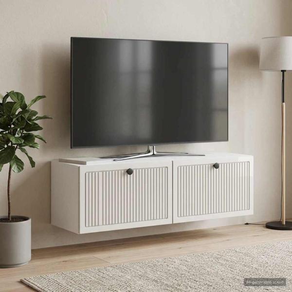 ARDEBO.de - Wandmontierter TV-Schrank Hochglanz Weiß 98 x 31 x 30 cm