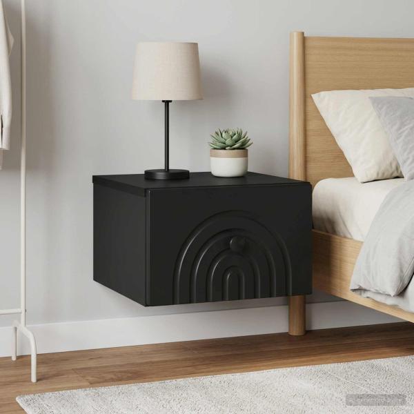 ARDEBO.de - Wandmontierter Nachttisch 2 stk. Schwarz 33 x 34,5 x 20 cm