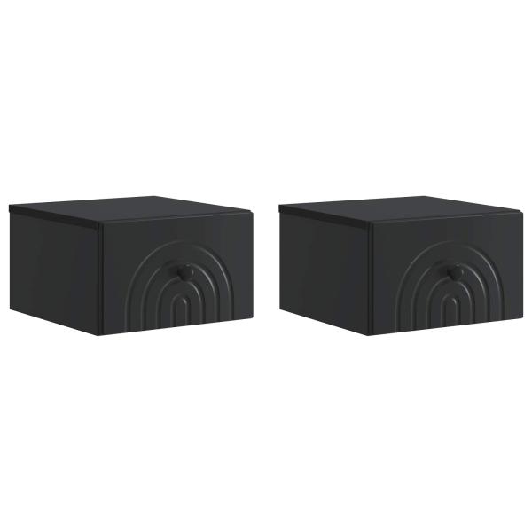 Wandmontierter Nachttisch 2 stk. Schwarz 33 x 34,5 x 20 cm