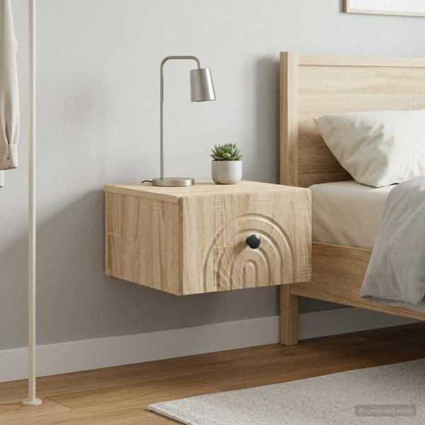ARDEBO.de - Wandmontierter Nachttisch 2 stk. Sonoma-Eiche 33 x 34,5 x 20 cm