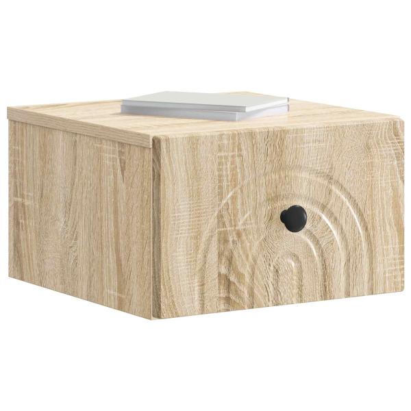 Wandmontierter Nachttisch 2 stk. Sonoma-Eiche 33 x 34,5 x 20 cm