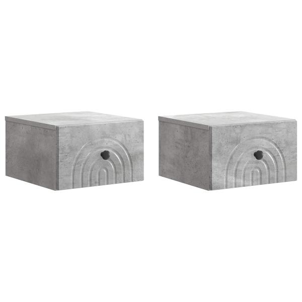 Wandmontierter Nachttisch 2 stk. Betongrau 33 x 34,5 x 20 cm