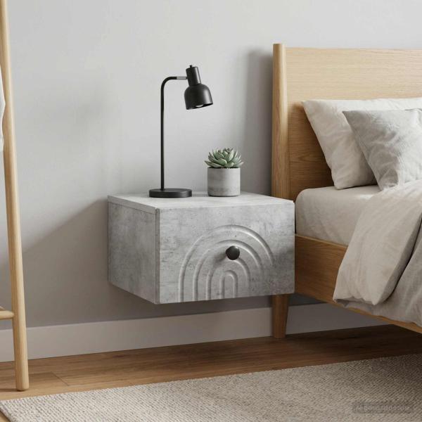 Wandmontierter Nachttisch 2 stk. Betongrau 33 x 34,5 x 20 cm