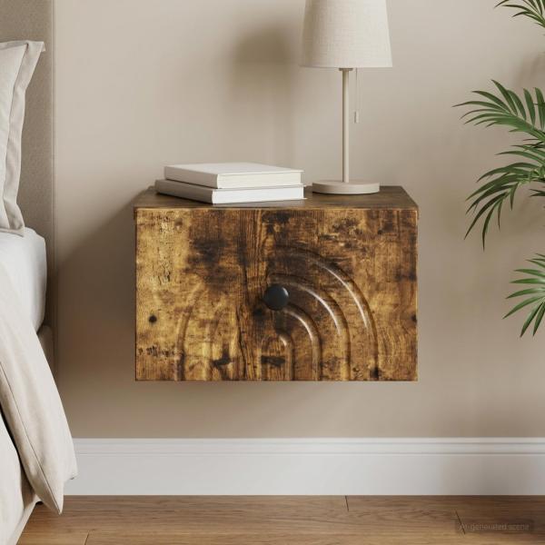 ARDEBO.de - Wandmontierter Nachttisch Geräucherte Eiche 33 x 34,5 x 20 cm