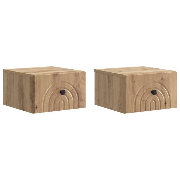 Wandmontierter Nachttisch 2 stk. Artisan-Eiche