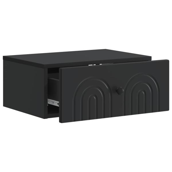 Wandmontierter Nachttisch Schwarz 49 x 34,5 x 20 cm