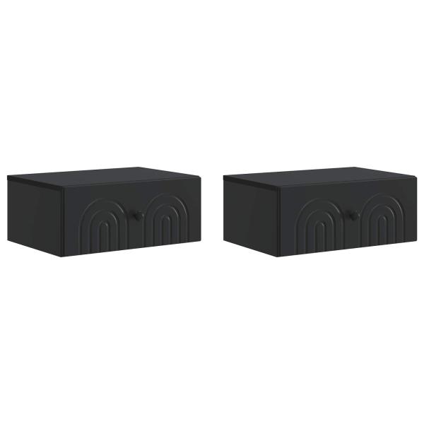 Wandmontierter Nachttisch 2 Stk. Schwarz 49 x 34,5 x 20 cm