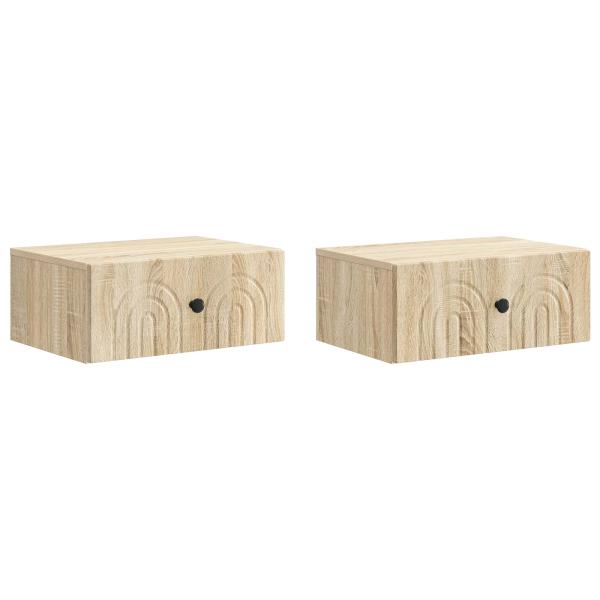 Wandmontierter Nachttisch 2 Stk. Sonoma-Eiche 49 x 34,5 x 20 cm