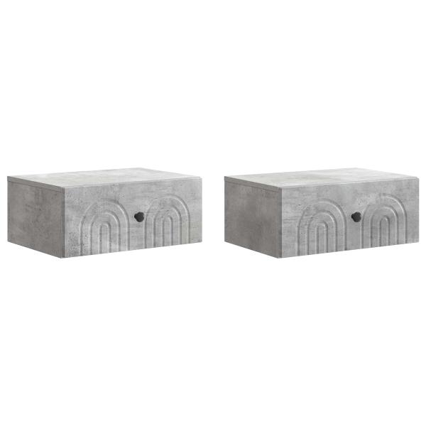Wandmontierter Nachttisch 2 Stk. Betongrau 49 x 34,5 x 20 cm