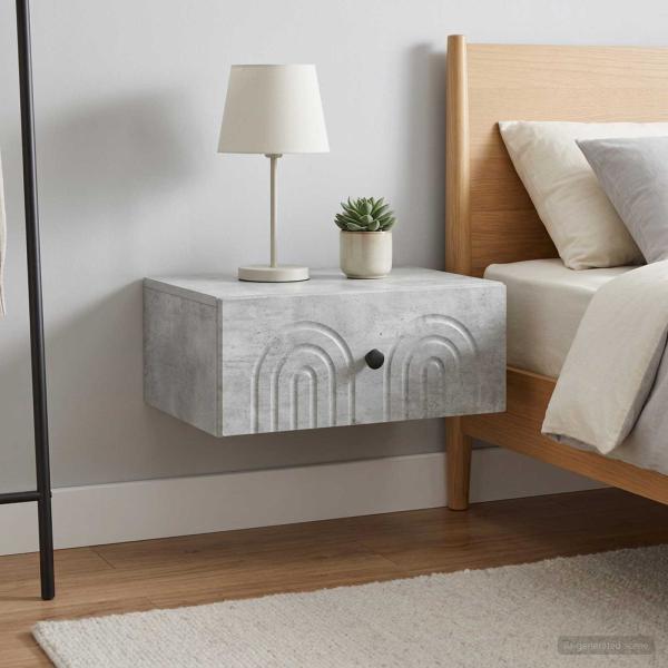 Wandmontierter Nachttisch 2 Stk. Betongrau 49 x 34,5 x 20 cm