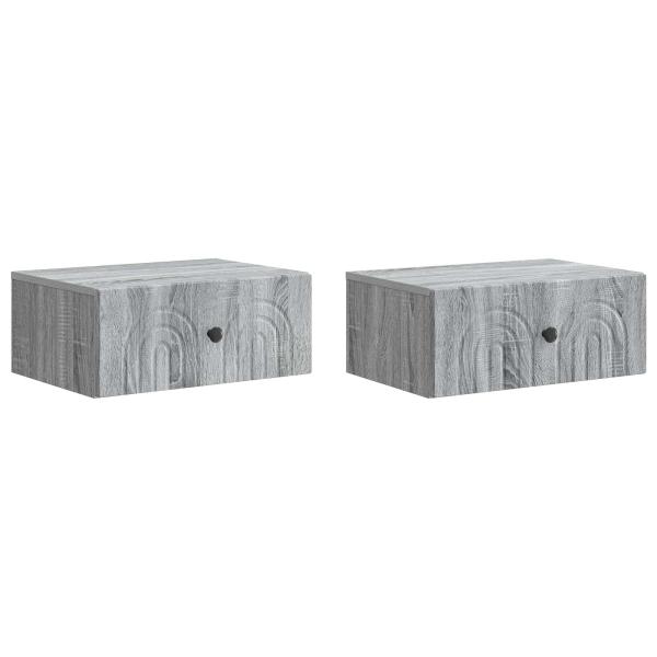 Wandmontierter Nachttisch 2 Stk. Sonoma-Grau 49 x 34,5 x 20 cm