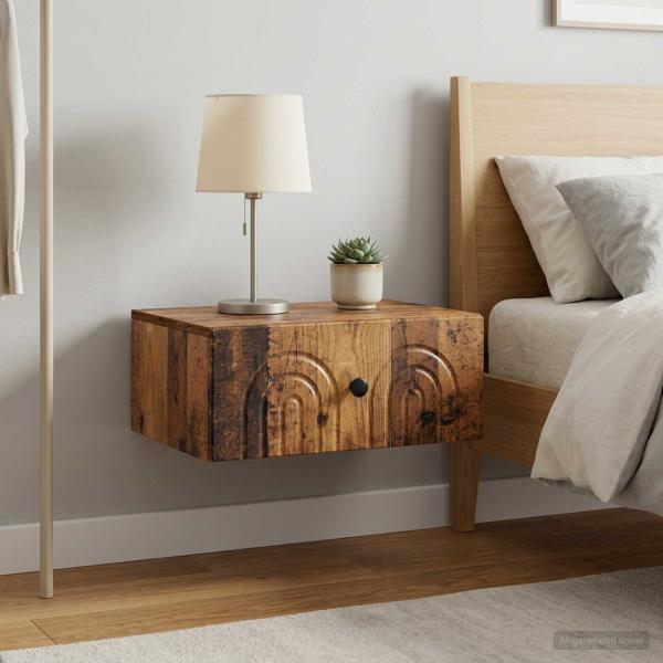 Wandmontierter Nachttisch 2 Stk. Altholz 49 x 34,5 x 20 cm