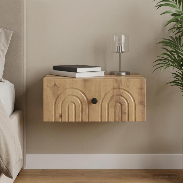 ARDEBO.de - Wandmontierter Nachttisch Artisan-Eiche 49 x 34,5 x 20 cm