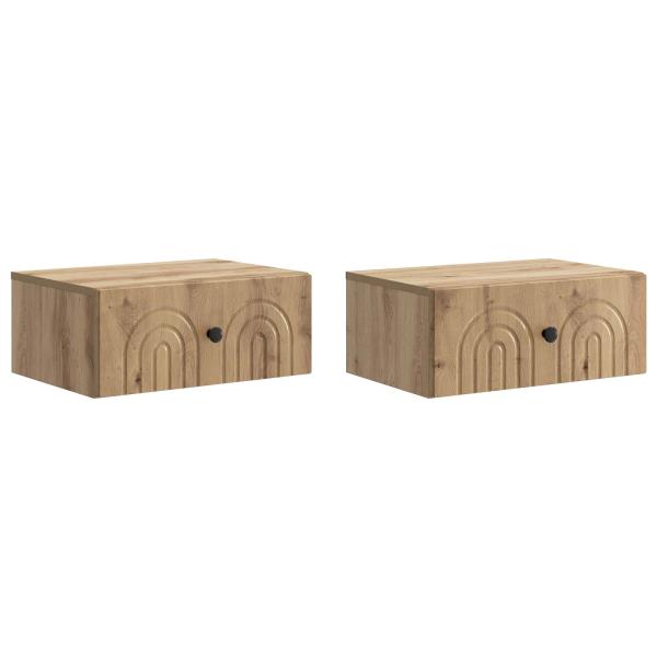 Wandmontierter Nachttisch 2 stk. Artisan-Eiche