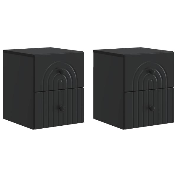 Wandmontierter Nachttisch 2 stk. Schwarz 33 x 34,5 x 40 cm
