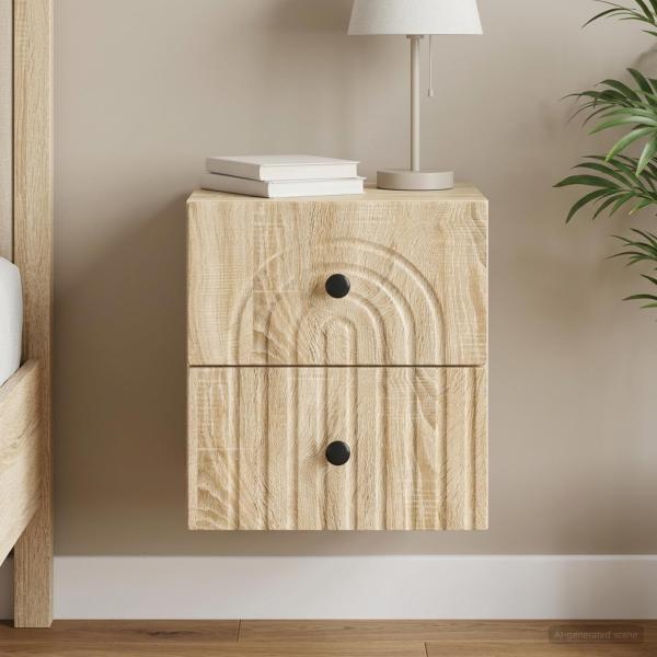 ARDEBO.de - Wandmontierter Nachttisch Sonoma-Eiche 33 x 34,5 x 40 cm