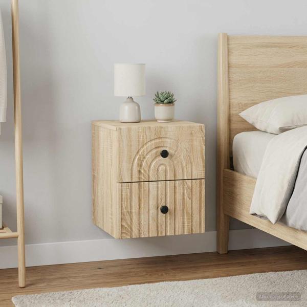 ARDEBO.de - Wandmontierter Nachttisch 2 stk. Sonoma-Eiche 33 x 34,5 x 40 cm
