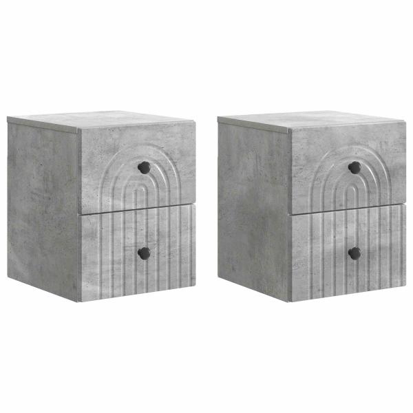 Wandmontierter Nachttisch 2 stk. Betongrau 33 x 34,5 x 40 cm