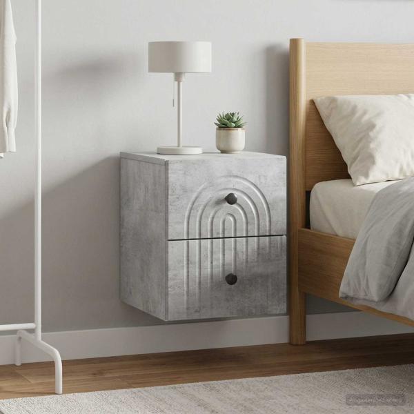 Wandmontierter Nachttisch 2 stk. Betongrau 33 x 34,5 x 40 cm
