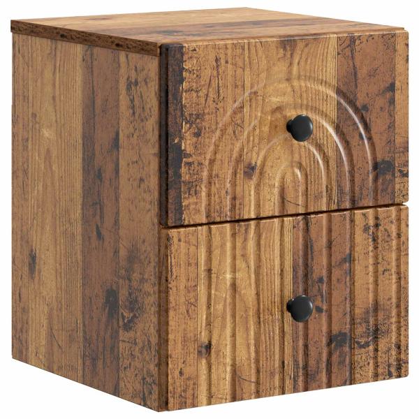 Wandmontierter Nachttisch Altholz 33 x 34,5 x 40 cm