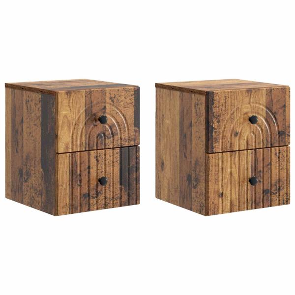 Wandmontierter Nachttisch 2 stk. Altholz 33 x 34,5 x 40 cm