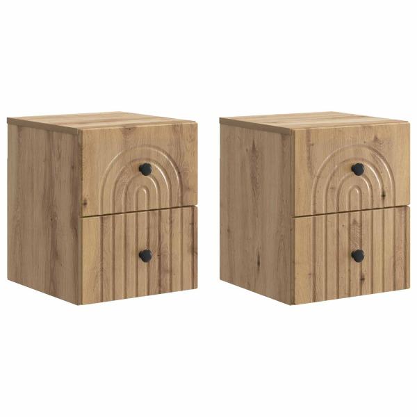 Wandmontierter Nachttisch 2 stk. Artisan-Eiche