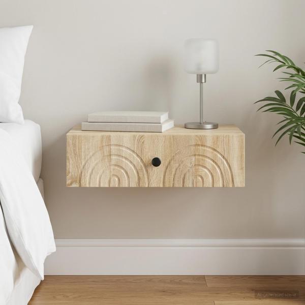ARDEBO.de - Wandmontierter Beistelltisch 59 x 34,5 x 17 cm Holzwerkstoff