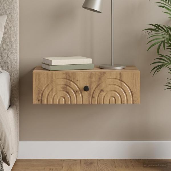 ARDEBO.de - Wandmontierter Beistelltisch 59 x 34,5 x 17 cm Holzwerkstoff