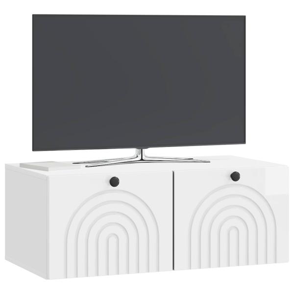 Wandmontierter TV-Schrank Hochglanz Weiß 78,5 x 41 x 30 cm