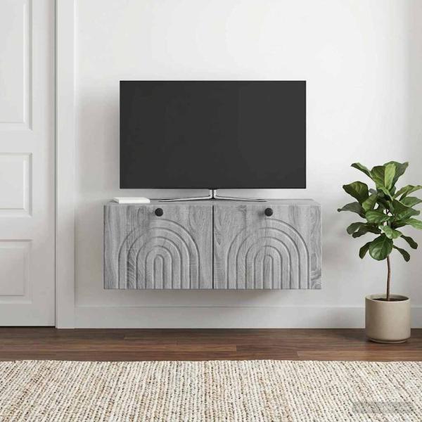ARDEBO.de - Wandmontierter TV-Schrank Graues Sonoma 78,5 x 41 x 30 cm