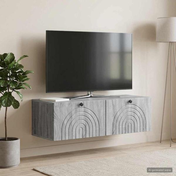 ARDEBO.de - Wandmontierter TV-Schrank Graues Sonoma 99 x 41 x 30 cm