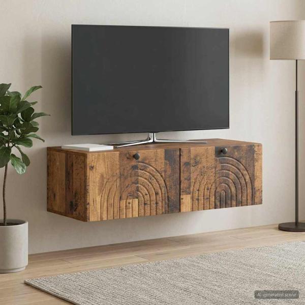 ARDEBO.de - Wandmontierter TV-Schrank Altholz 99 x 41 x 30 cm Holzwerkstoff
