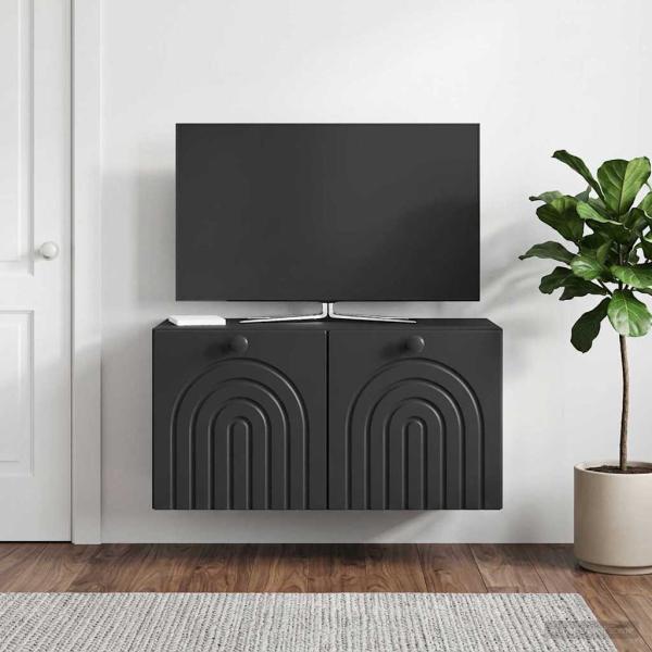 ARDEBO.de - Wandmontierter TV-Schrank Schwarz 59,5 x 31 x 30 cm
