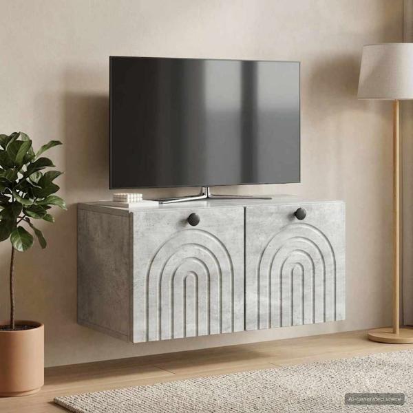 ARDEBO.de - Wandmontierter TV-Schrank Betongrau 59,5 x 31 x 30 cm