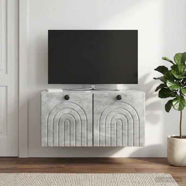 Wandmontierter TV-Schrank Betongrau 59,5 x 31 x 30 cm