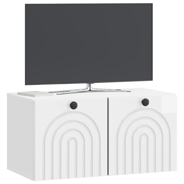 Wandmontierter TV-Schrank Hochglanz Weiß 59,5 x 31 x 30 cm
