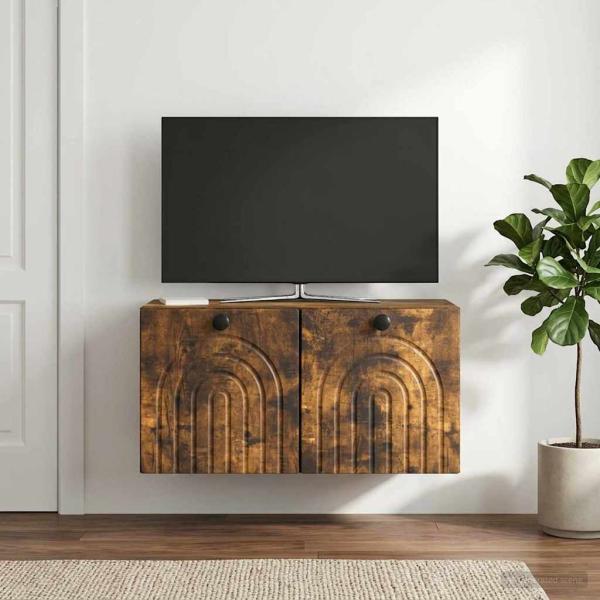 ARDEBO.de - Wandmontierter TV-Schrank Geräucherte Eiche 59,5 x 31 x 30 cm