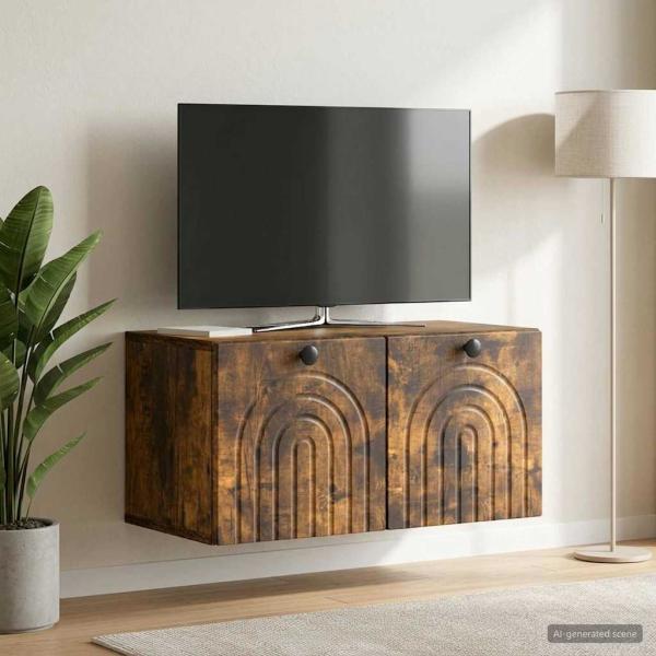 Wandmontierter TV-Schrank Geräucherte Eiche 59,5 x 31 x 30 cm