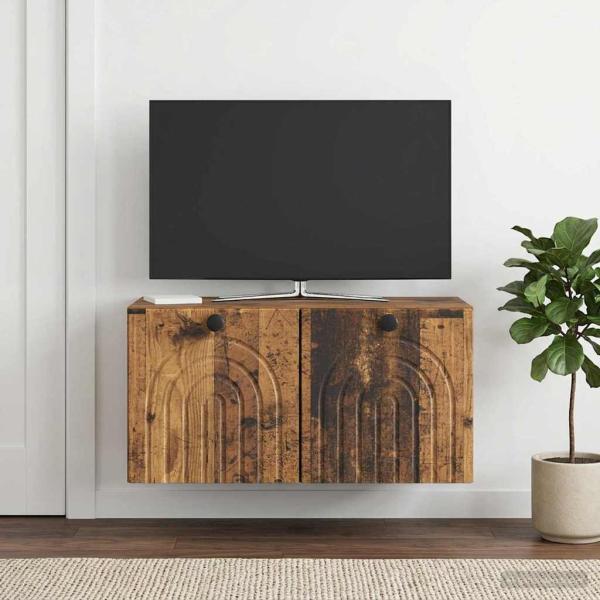 ARDEBO.de - Wandmontierter TV-Schrank Altholz 59,5 x 31 x 30 cm