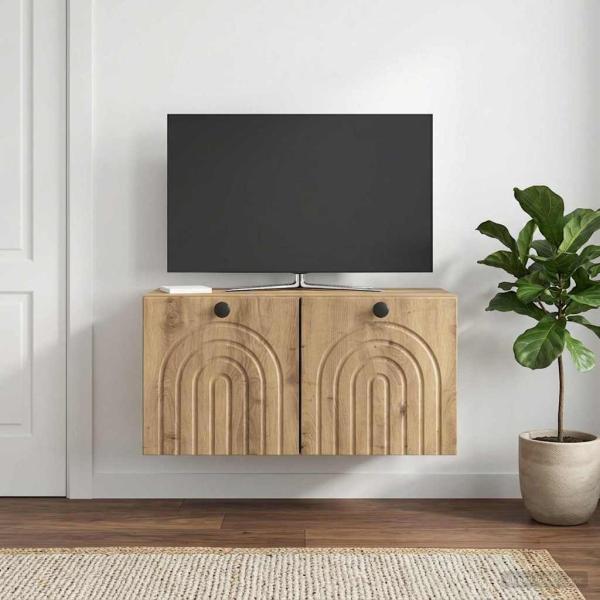 ARDEBO.de - Wandmontierter TV-Schrank 59,5 x 31 x 30 cm Artisan-Eiche
