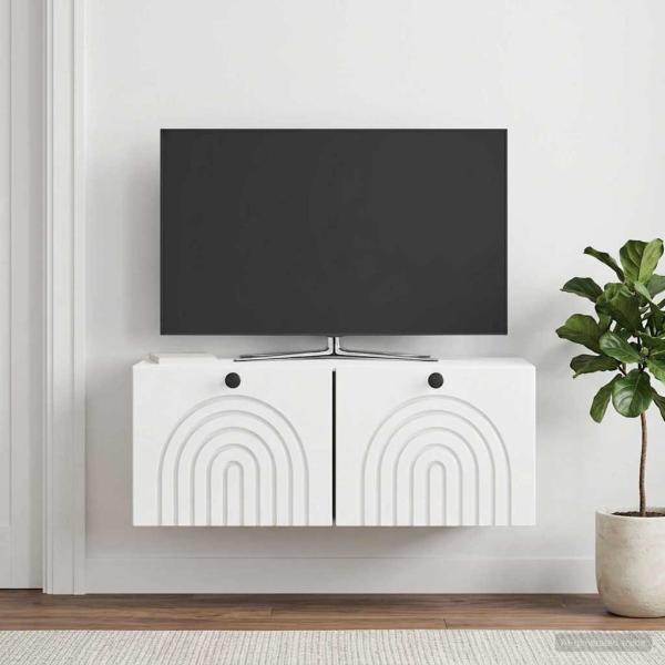 Wandmontierter TV-Schrank Hochglanz Weiß 78,5 x 31 x 30 cm